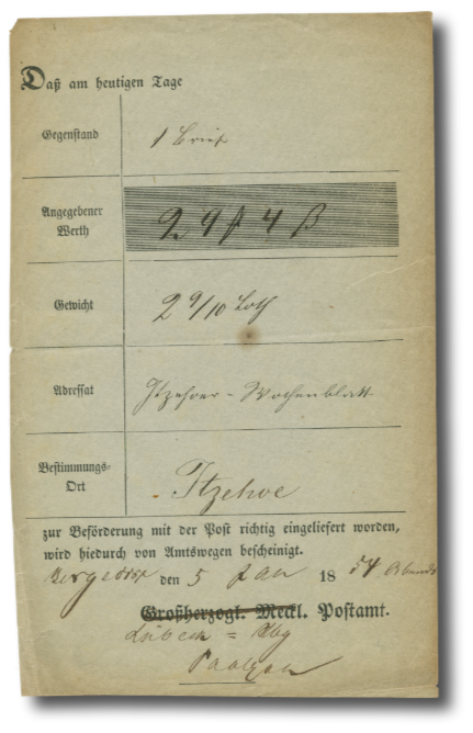 Mecklenburgische Postschein