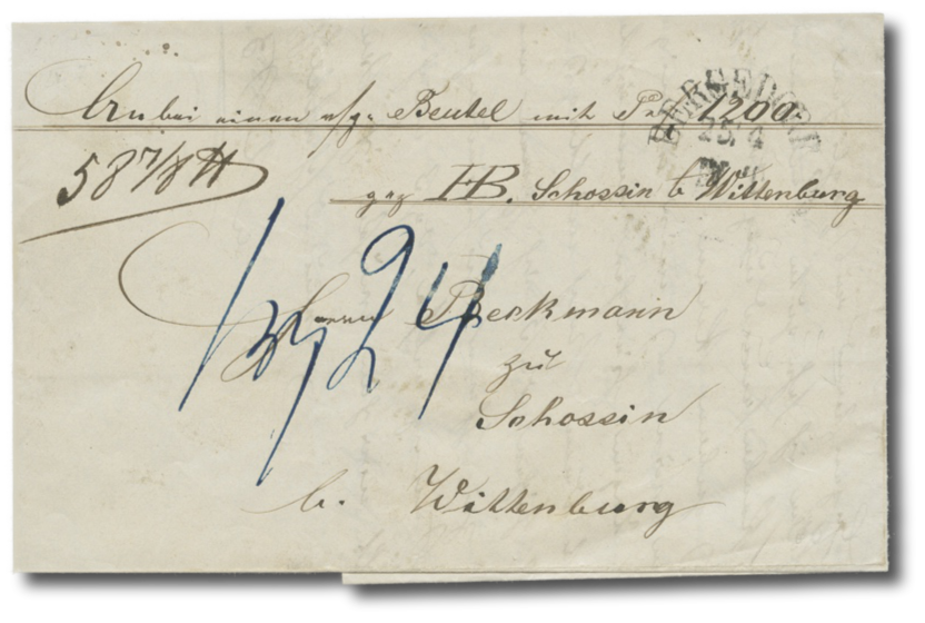 Paketbegleitbrief von 1855